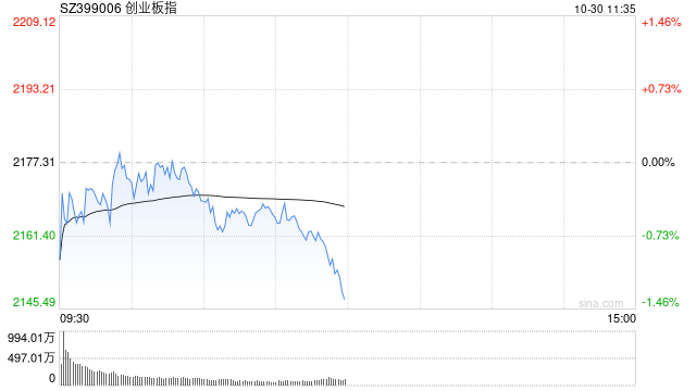 午评：创指半日跌超1% 消费电子概念股逆势走强